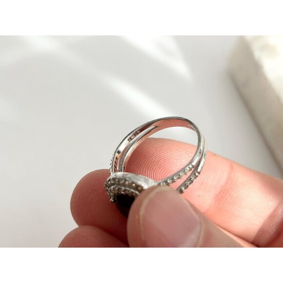 Amethyst Teardrop Semi-Precious Gemstone 925 Sterling Silver Vintage Ring - sz 8 - Picture 9 of 14